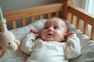 Bébé nouveau-né endormi dans un lit douillet