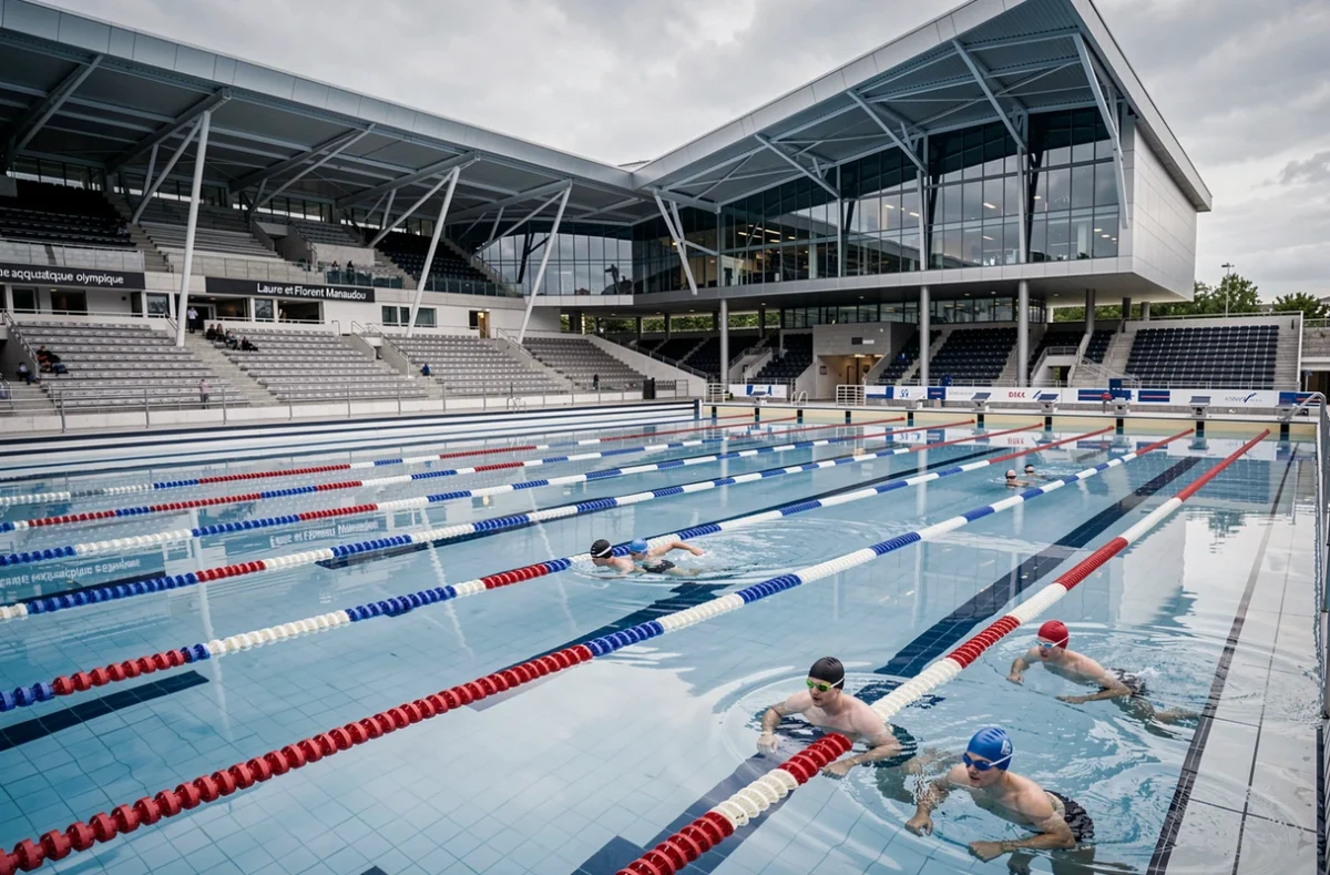 Le Centre aquatique olympique Laure et Florent Manaudou avec son bassin olympique à Saint-Denis