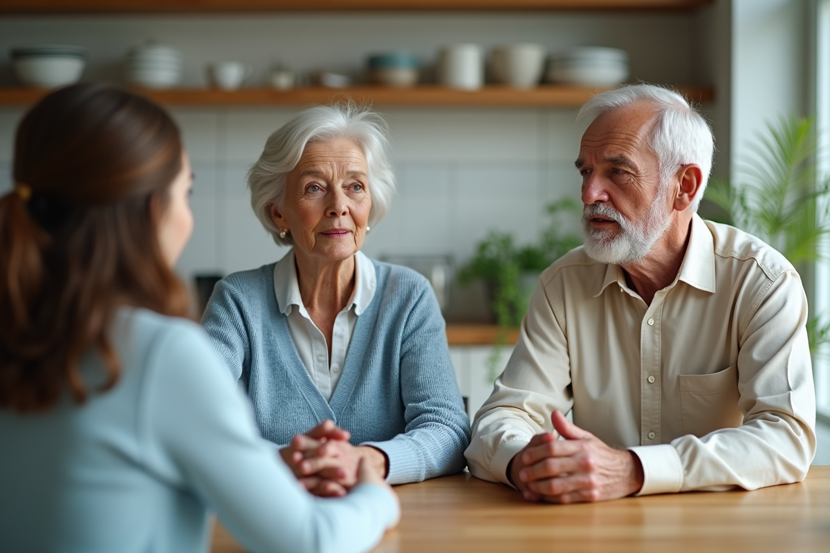 Grandparents et adolescente lors d'un dîner familial chaleureux