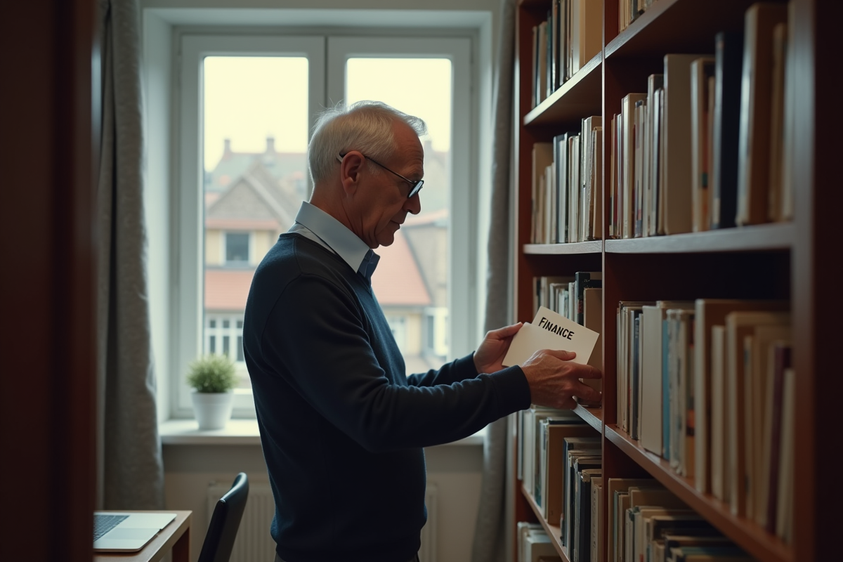 Homme déposant une enveloppe confidentielle dans une bibliothèque